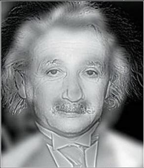 Imagen híbrida con los rostros de Albert Einstein y Marilyn Monroe